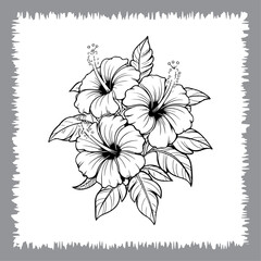 Minimalist Hibiscus Flower Drawing