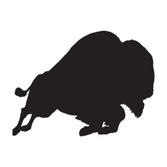 Running Bison Silhouette Vector - Prairie Animal Illustration in High-Resolution - Bison Vector - Bison Icon - Bison Illustration


