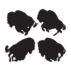 Running Bison Silhouette Vector - High-Quality Wild Animal Artwork - Bison Vector - Bison Icon - Bison Illustration

