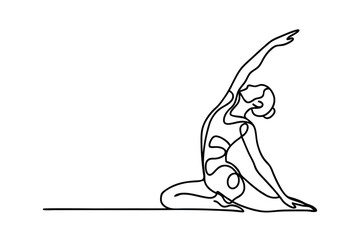 Oneline Yoga Pose Womans Flexibility, Balance, and Strength