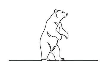 Obraz premium Grizzly Bear Line Drawing, Wildlife Art, Single Line, Animal Sketch