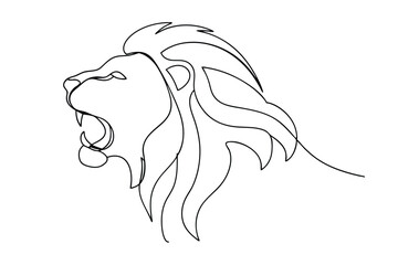 Roaring Lion Head, OneLine Drawing, Wildlife Art, Minimalist Design