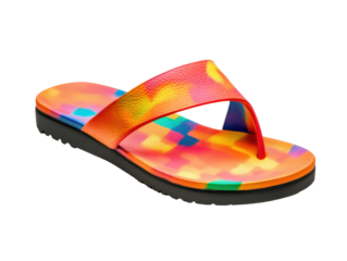 Bright color flip flops showcase summer style and comfort on a transparent background, cut out
