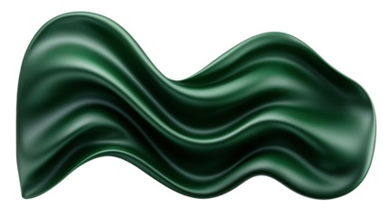 Abstract Dark Green Fabric Waves on Transparent Background