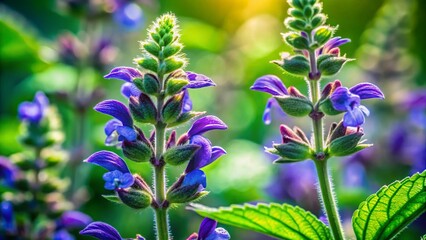 Salvia Hispanica Seeds & Plant Close-Up, Rule of Thirds Composition