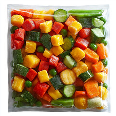 Colorful mixed vegetables packed for freezing and cooking