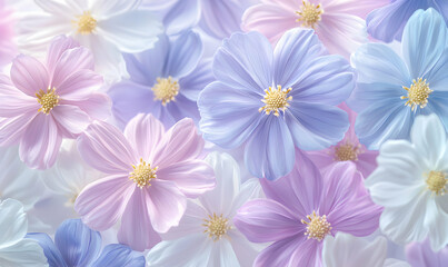 Pastel Flowers Close Up Delicate Soft Petals Floral Arrangement