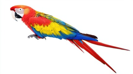 Obraz premium Vibrant Scarlet Macaw Parrot on White Background