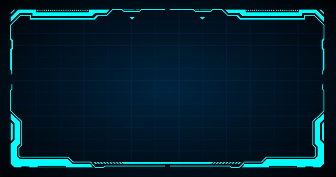 Futuristic frame Hud digital interface, with a vibrant blue grid. The image has a technological and modern aesthetic, ideal for projects relating to technology and the future.