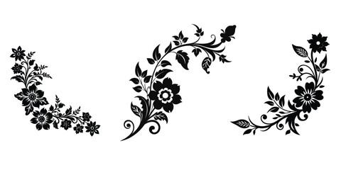 black flower and white silhouettes