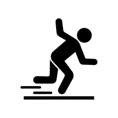 Person Falling Icon, Warning Symbol for Safety.