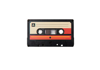 Obraz premium Vintage Audio Cassette Tape with Retro Design and Colorful Labels Perfect for Nostalgic Music Themes and Creative Projects