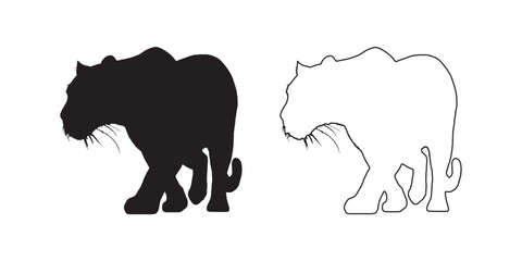 Powerful Leopard Silhouette - Jungle Predator Illustration - Leopard Vector - Leopard Icon - Leopard Illustration

