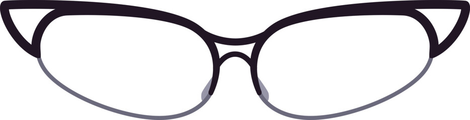 Cat eye glasses featuring thin temples and transparent lenses rest elegantly on a clean white background, embodying a stylish and retro aesthetic perfect for any fashion forward look