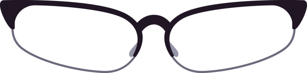 Simple illustration of black horn rimmed eyeglasses with clear lenses, shown from the front against a clean white background, emphasizing the classic and timeless design of the eyewear