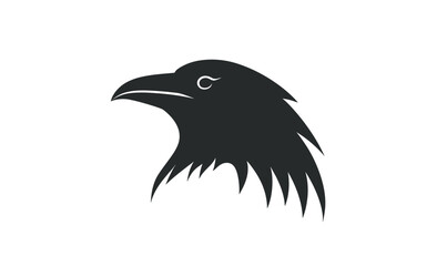 Fototapeta premium Minimalist Crow Head Emblem Logo Vector Illustration for Branding and Tattoos