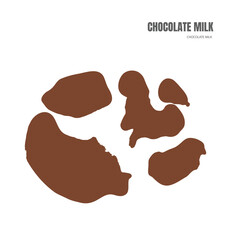 Spilled chocolate milk silhouette, hot chocolate puddle, liquid stain, coffee splatter, brown latte