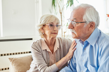 senior woman man couple lonely support retirement care love elderly unhappy sad worried old together depression sadness stress upset solitude emotion loneliness embracing