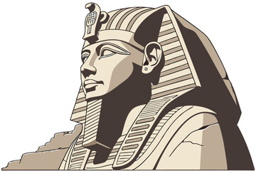 9 Ancient Egyptian pharaoh statue, limestone sculpture, Ramses II, colossal seated figure, hieroglyphics, detailed headdress, ornate crown, regal pose, weathered stone texture, beige and brown tones, 