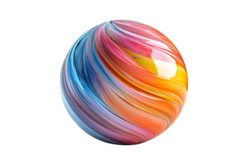 Colorful Beach Ball Isolated on White and Transparent Background PNG Image.