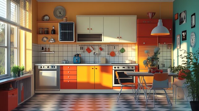 1970s revival kitchen with vintage design elements