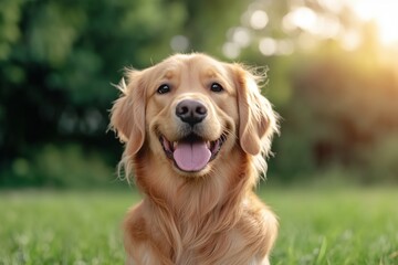 Fr&ouml;hlicher Golden Retriever im Park

