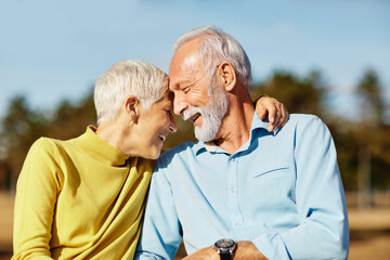 woman man outdoor senior couple happy lifestyle retirement together smiling love fun elderly active vitality nature mature