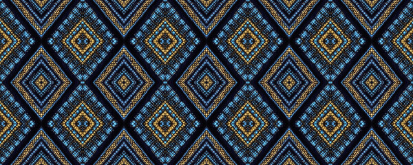 Seamless Ethnic Embroidery. Rustic Lines Wool.