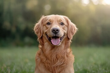 Obraz premium Fröhlicher Golden Retriever im Park