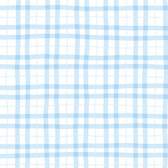 Light Blue Plaid Gingham Hand Drawn Background Pattern Overlay