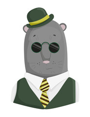 Cool Mole in Hat and Glasses