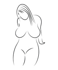 Minimalist nude female line art, sensual elegant sketch.

