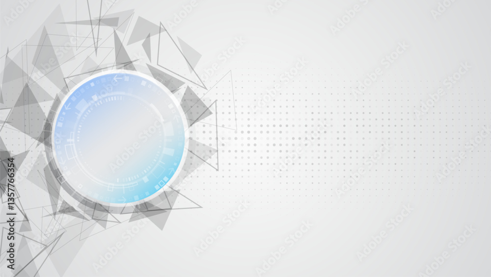Fototapete Hi-tech vector illustration with various technology elements. Abstract global sci fi concept. Digital internet communication on grey background. Wide Cyber security internet and networking concept.