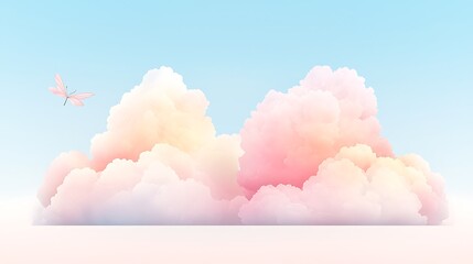 Pastel Cloudscape with Dragonfly Soaring.