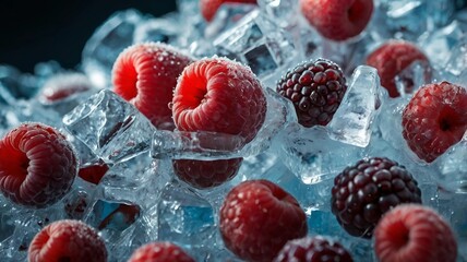Frozen Berry Delight &ndash; Raspberries & Blackberries on Ice