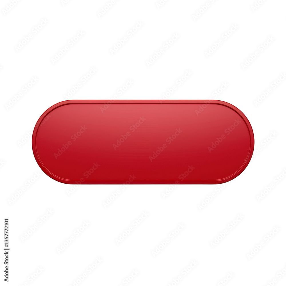 Wall mural a sleek rounded red button with a glossy finish isolated on transparent background