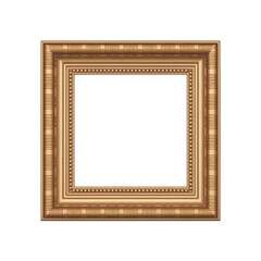 Fototapeta premium Elegant golden picture frame with ornate detailing and classic design isolated on transparent background