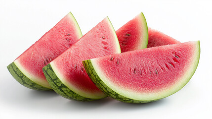 Fresh watermelon slices arranged on a white surface