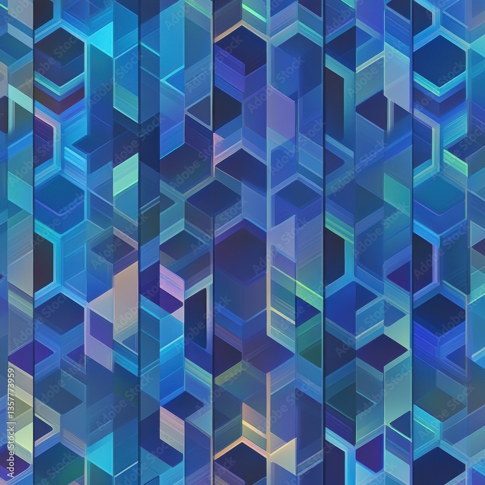 Poster Seamless polygonal pattern with soft gradients in a low-poly geometric style for modern and futuristic branding applications Generative AI