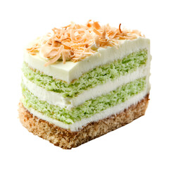 Pandan Coconut Layer Cake Isolated on Transparent Background