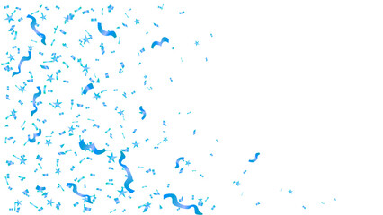 Shiny blue ribbon and confetti flying party background, decoration greeting card, anniversary and congratulations