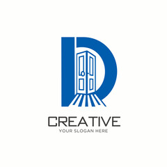 Creative Letter D Logo Design with Door Concept