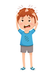 Vector illustration of a boy with a bump on his head, looking distressed.