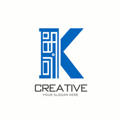 Minimal Letter K Logo Design With Housing Concept
