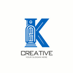 Stylish Letter K Logo Design With Door Concept