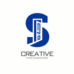 Letter S Logo Design Open Door Concept