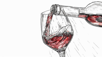 sketch of a bottle of champagne. vector illustration.