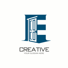 Elegant Letter E Logo Design with Doorway Concept