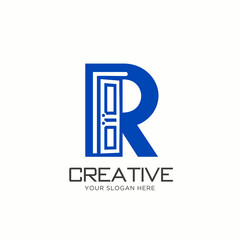 Creative Letter R Logo Design with Door Concept