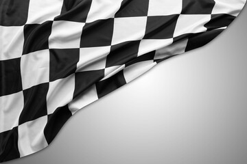 Checkered racing flag on grey